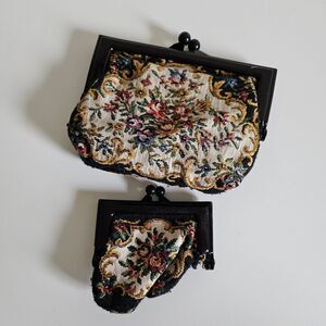 Vintage Tapestry Clutch and Coin Purse